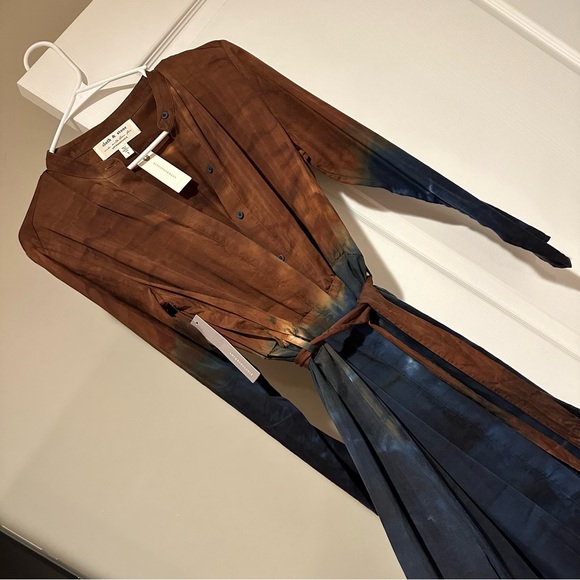 NWT Anthropologie Cloth & Stone Ombre Tie Dye button down dress - Picture 8 of 11